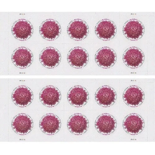 Global Chrysanthemum 2020 - 5 Sheets 100 Pcs Unused Stamps for Mailing